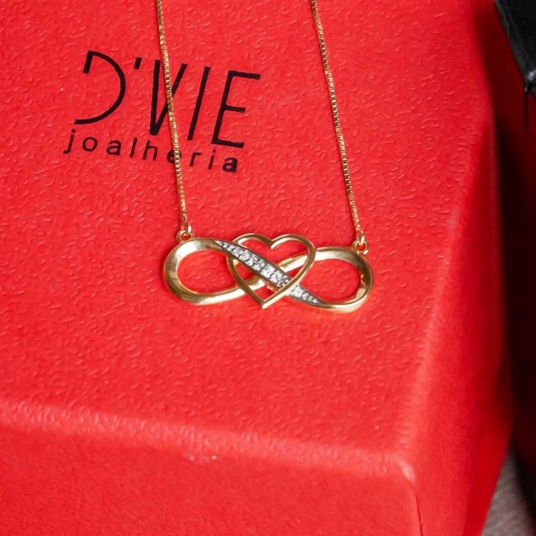 GARGANTILHA INFINITY - CORAÇÃO E DIAMANTES - OA