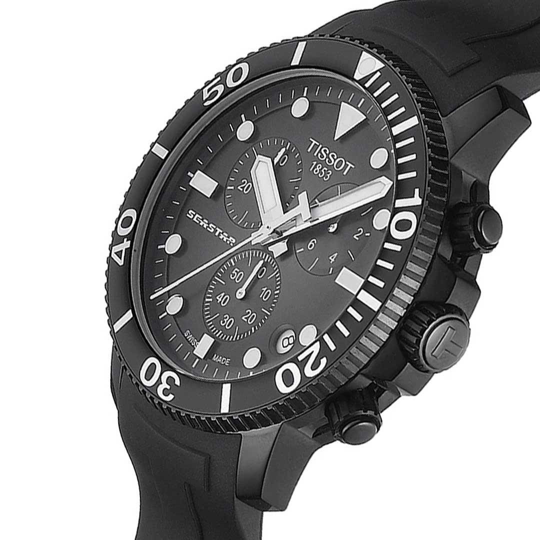 RELÓGIO TISSOT SEASTAR 1000 CHRONO - PRETO - BORRACHA