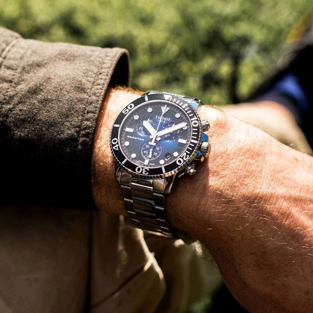 RELOGIO TISSOT SEASTAR 1000 - CHRONO - AZUL/ PRETO - AÇO