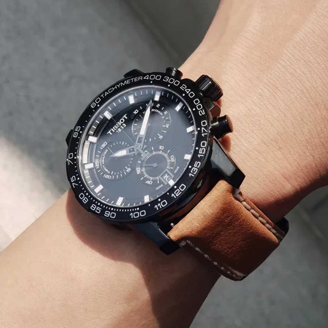 RELOGIO TISSOT SUPERSPORT CHRONO - PRETO - COURO MARROM