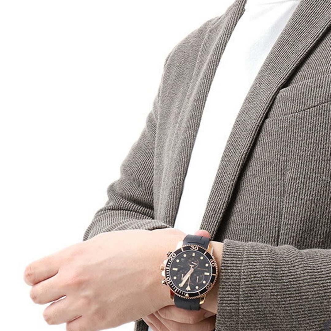 RELÓGIO TISSOT SEASTAR 1000 CHRONO - PRETO E ROSE - BORRACHA
