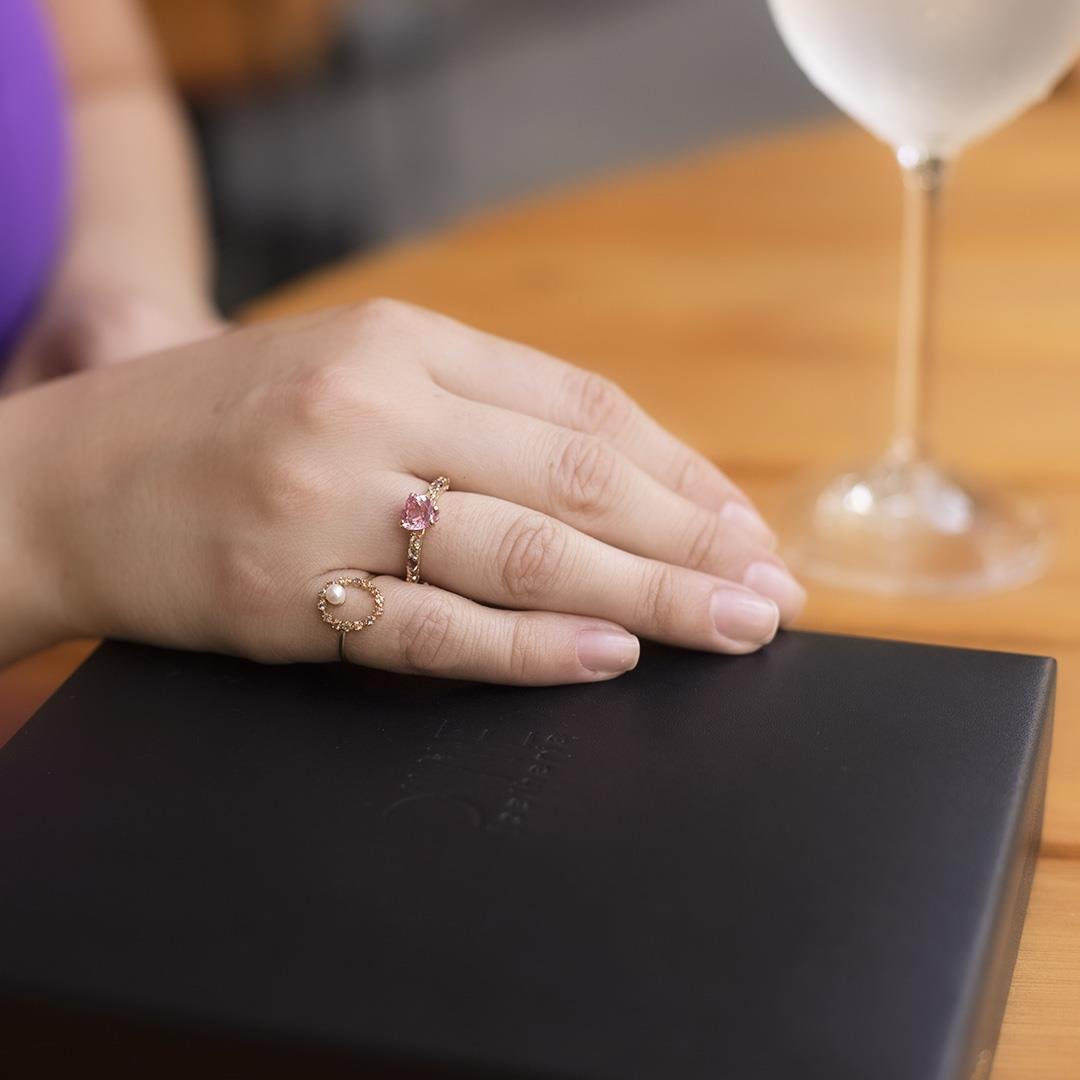 ANEL CORAÇÃO - PEDRAS COLORIDAS - OA