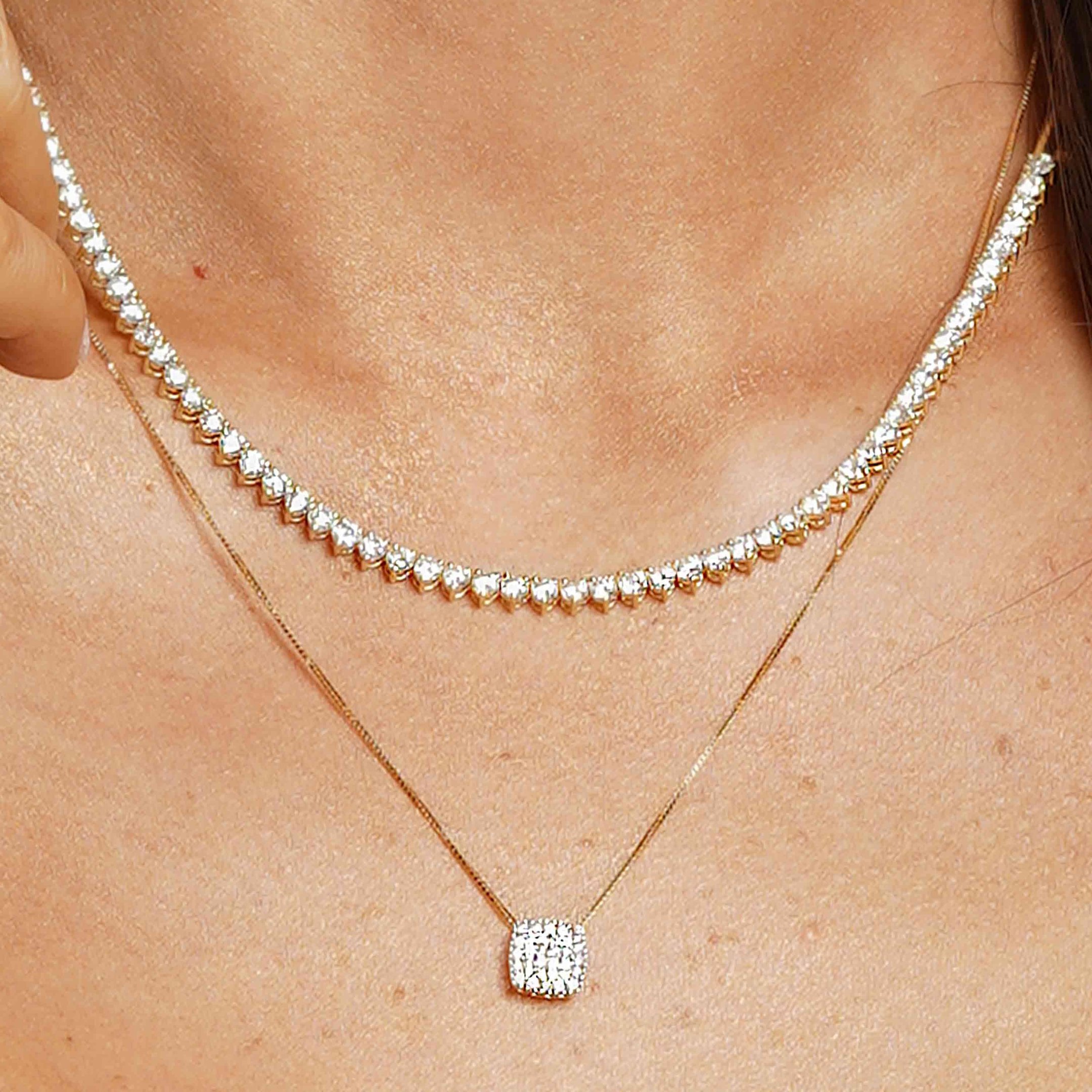 GARGANTILHA DUO - RIVIERA - DIAMANTES 7PTS - 40CM - OA