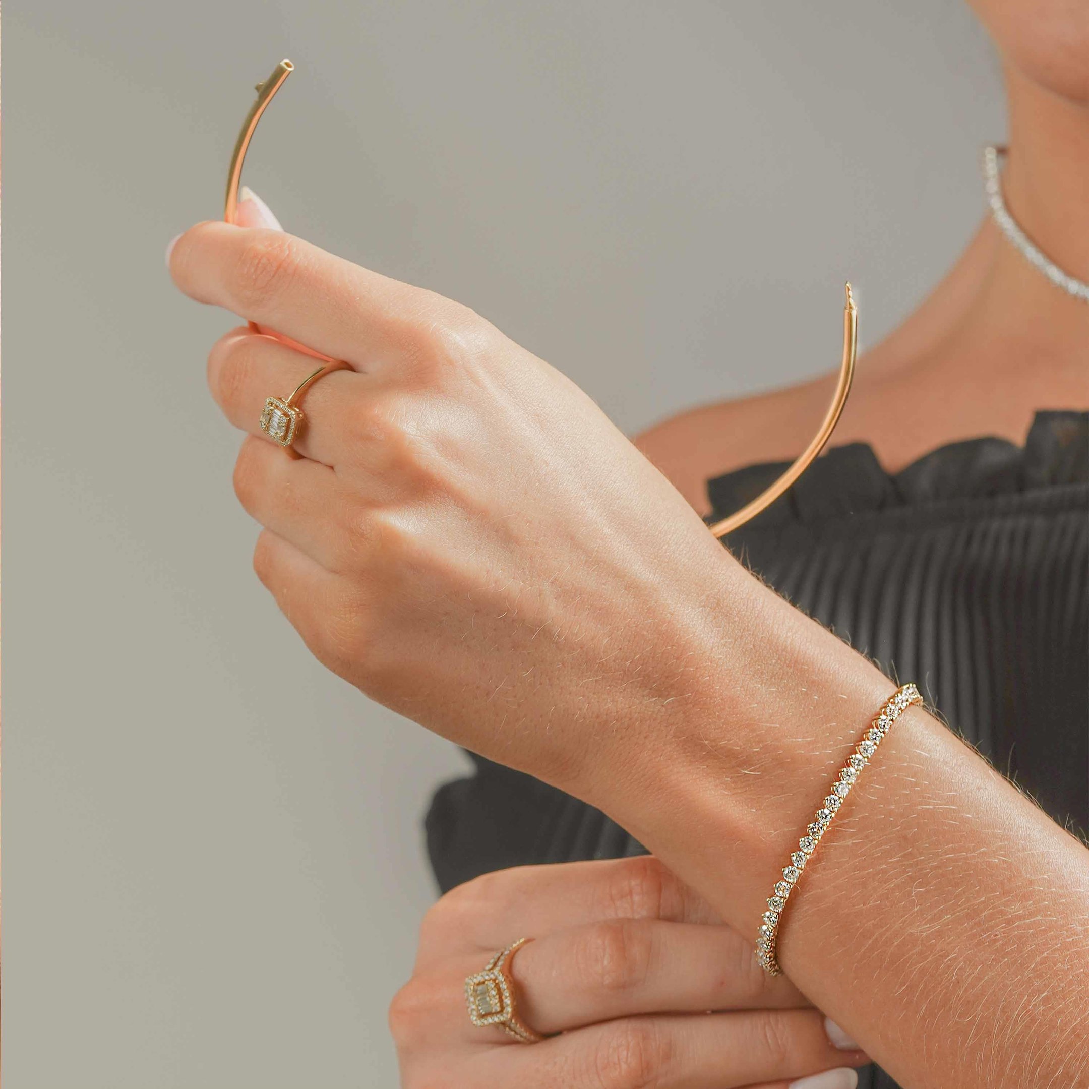 GARGANTILHA DUO - RIVIERA - DIAMANTES 7PTS - 40CM - OA