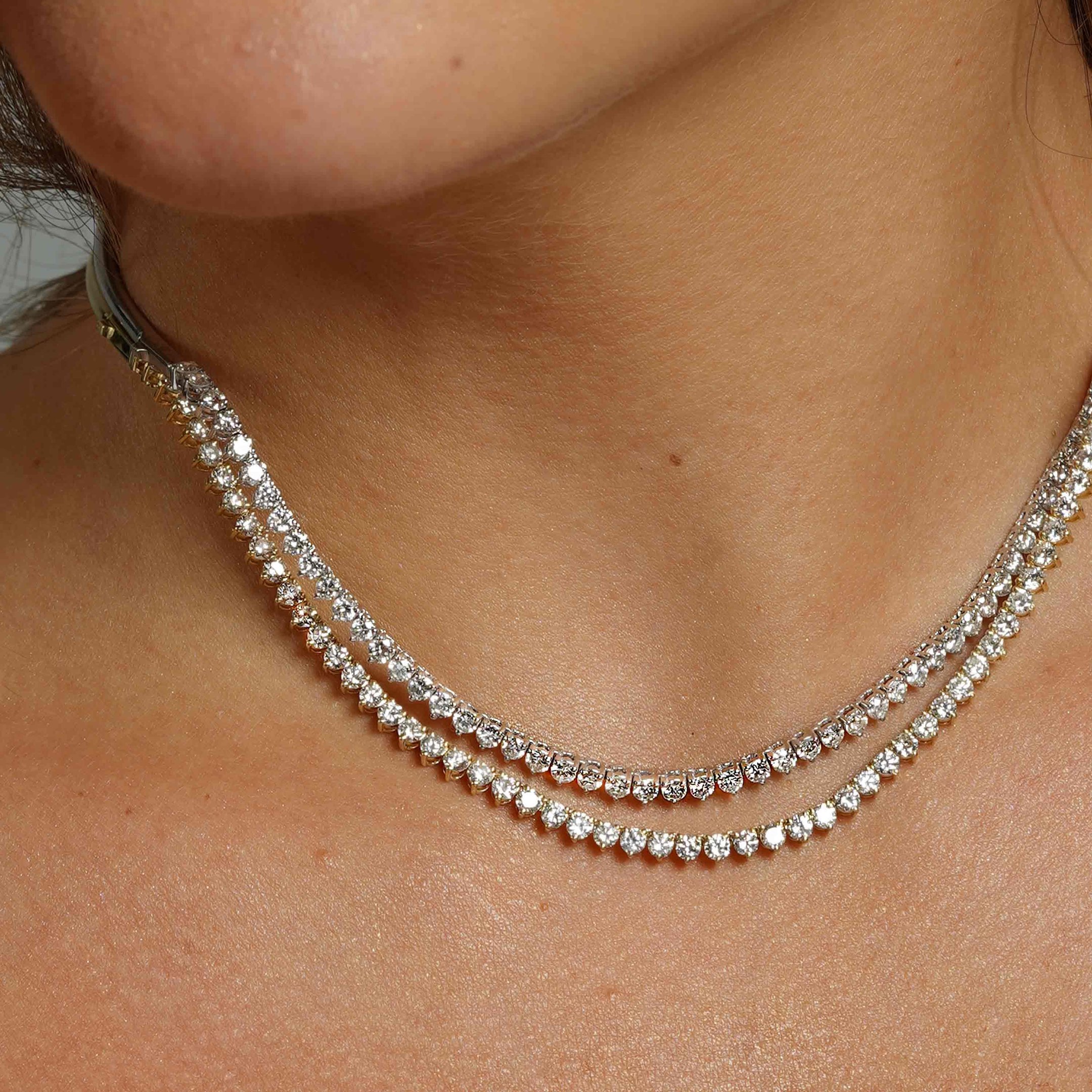 GARGANTILHA DUO - RIVIERA - DIAMANTES 7PTS - 40CM - OA